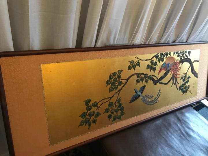 花街のお持ち物　枝木と鳳凰　138.5cmワイド　木枠　唐朝