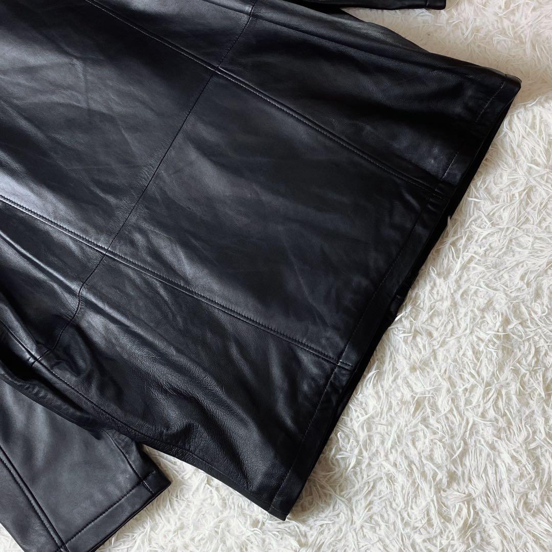 値下げ中4 VINTAGE ラムレザー ビッグ フィールドジャケット 羊革 黒