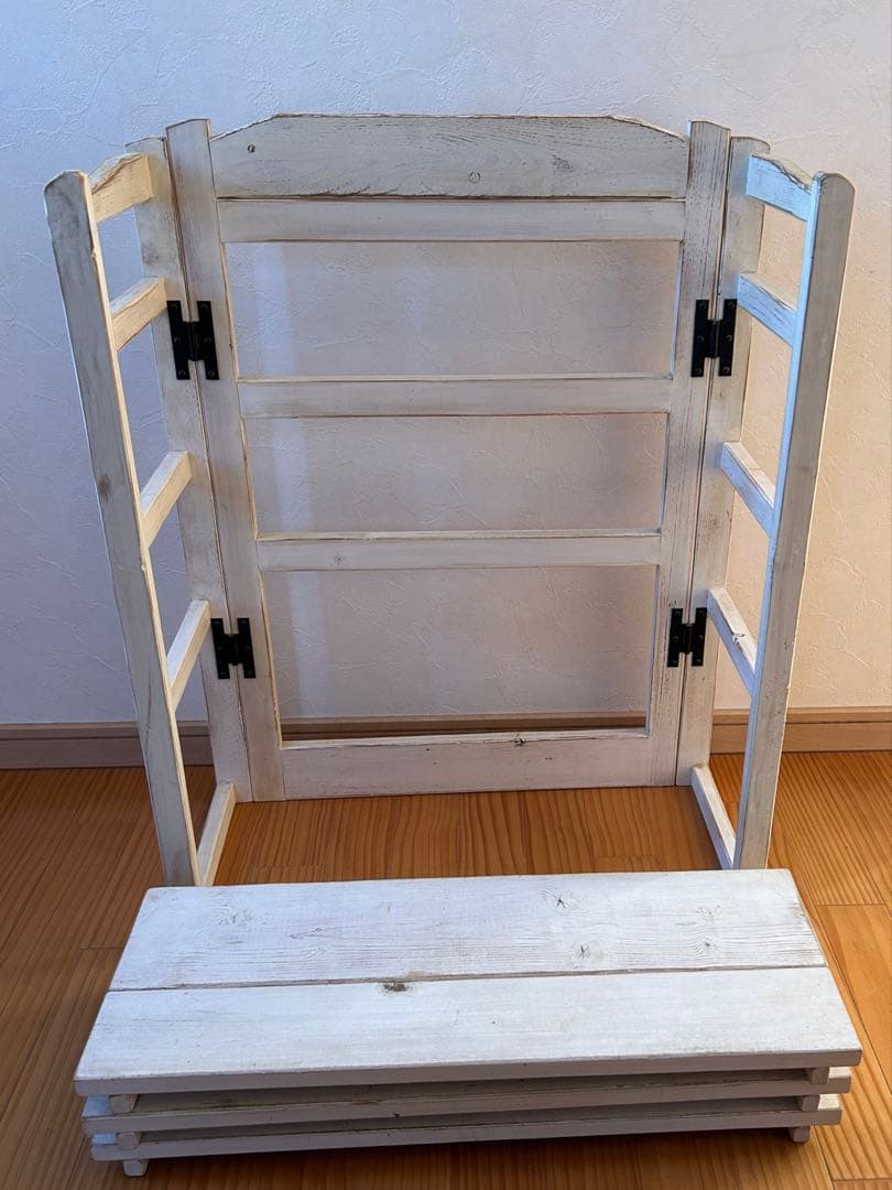 カントリー　折りたたみ木製棚　3段