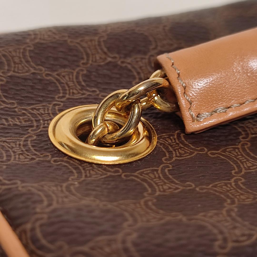 80-4 セリーヌ CELINE マカダム柄 バニティ バッグ PVC レザー