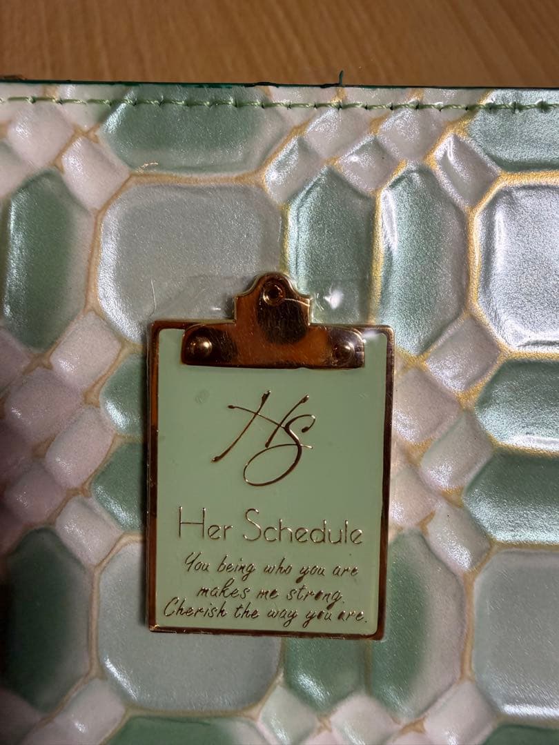 あすやすママさん専用　ハースケジュール　二つ折り財布 ミントグリーン