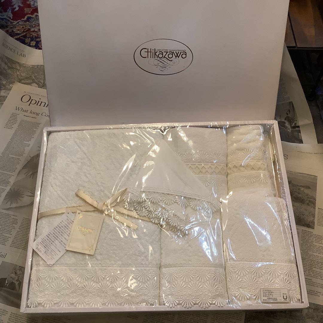新品 バスタオル CHIKAZAWA 近沢レース 内野 タオルセット ハンカチ
