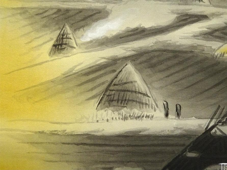 【真作】掛軸 岡田典正『洛北の里』絹本 肉筆 共箱付 掛け軸 g041518