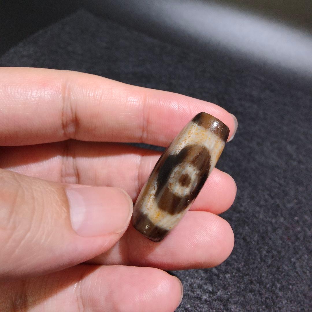 A27 朱砂老礦三眼天珠　天然石　鉱物　風水　開運　御守り　天珠　ブレスレット