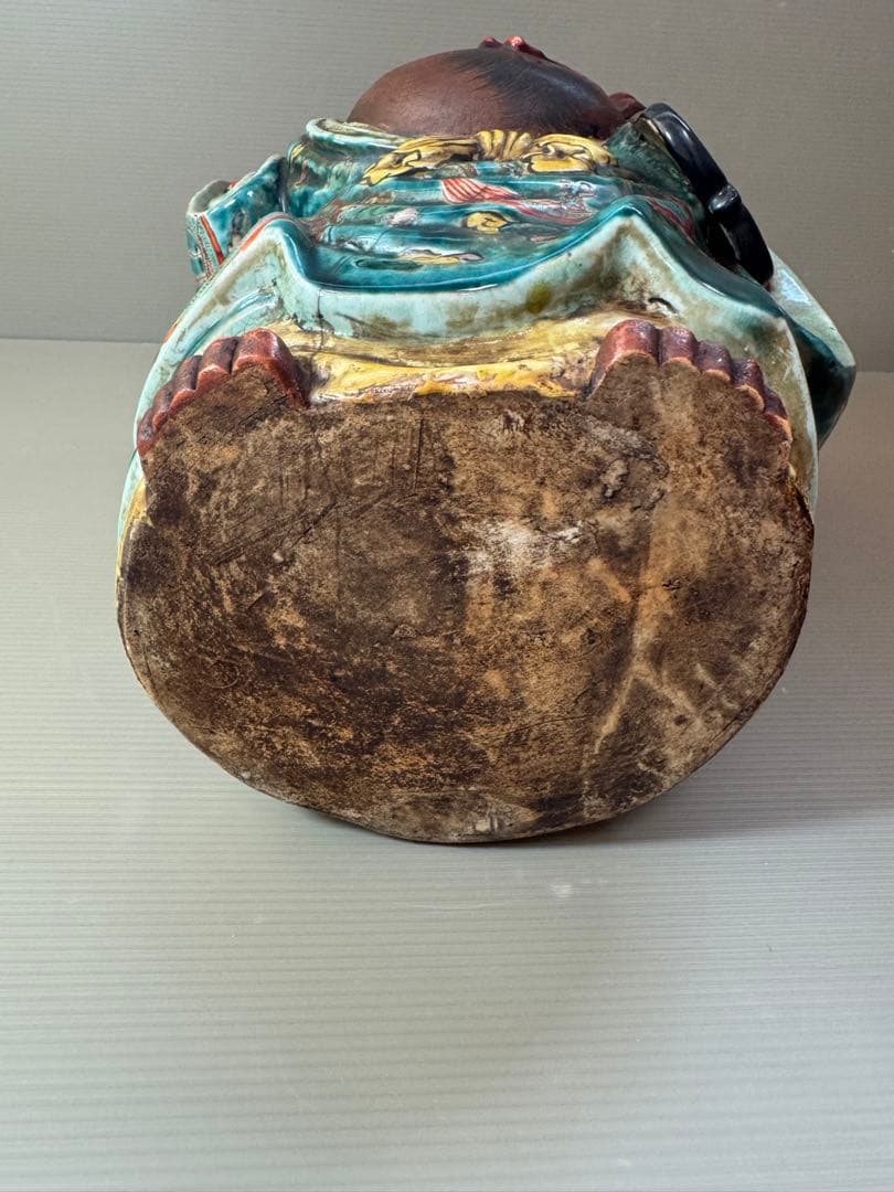 2704 九谷焼　龍文　布袋　縁起物  置物  時代物