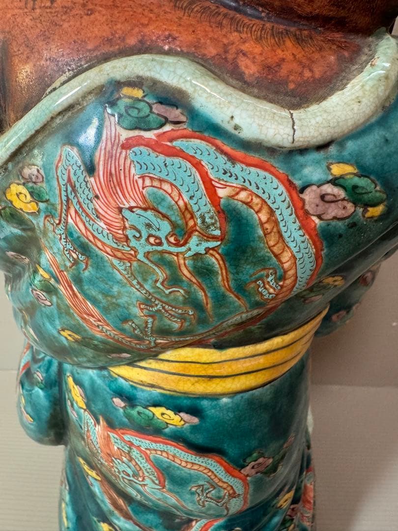 2704 九谷焼　龍文　布袋　縁起物  置物  時代物