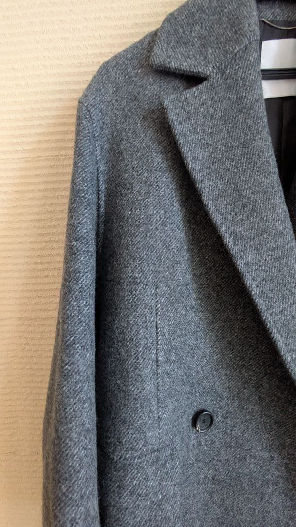 ebure エブール　ウールツイルリバー　ダブルチェスターコート　グレー