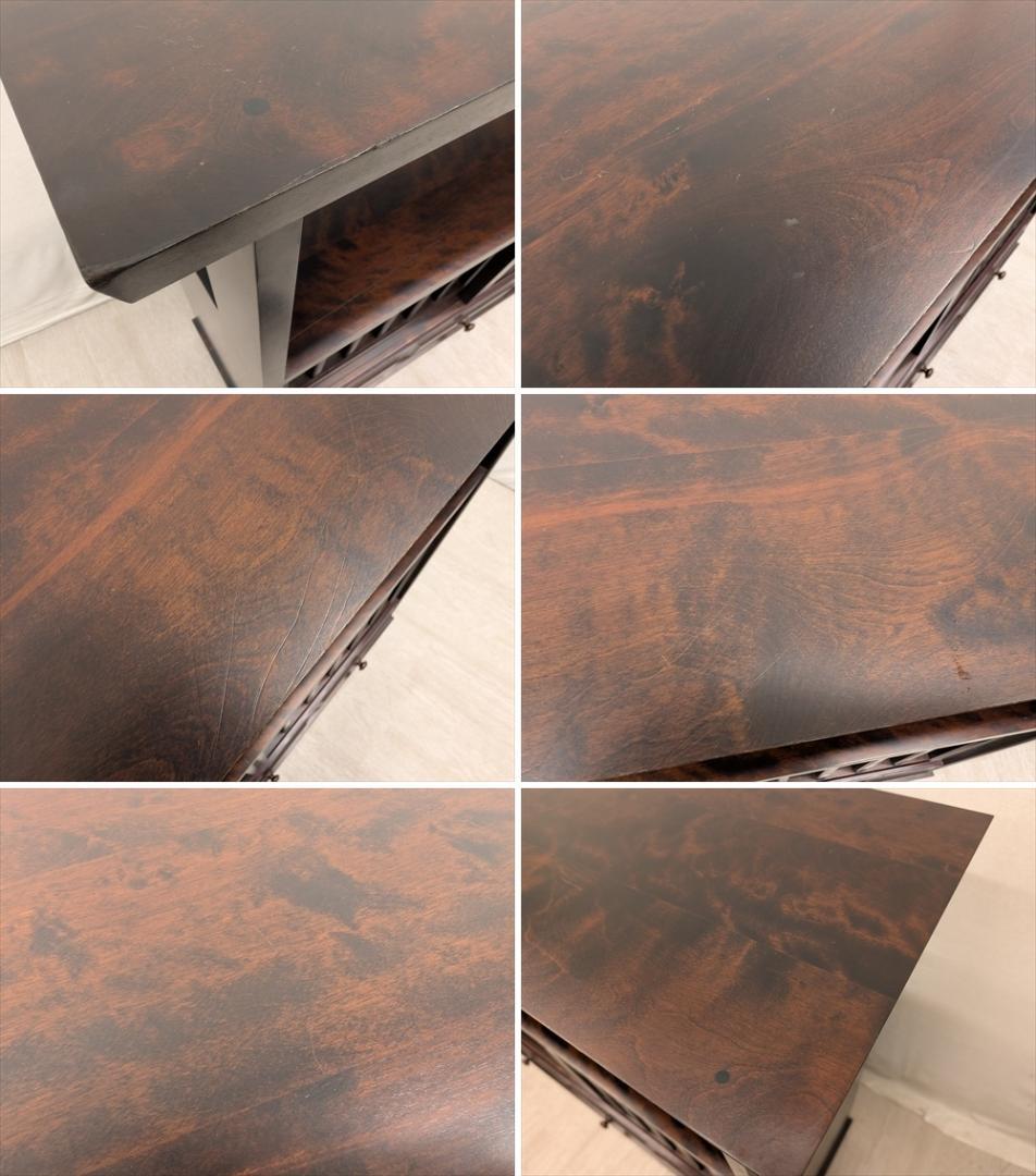 海道民芸家具　樺 カバ材　無垢　引き戸　飾り棚　茶棚　サイドボード　キャビネット