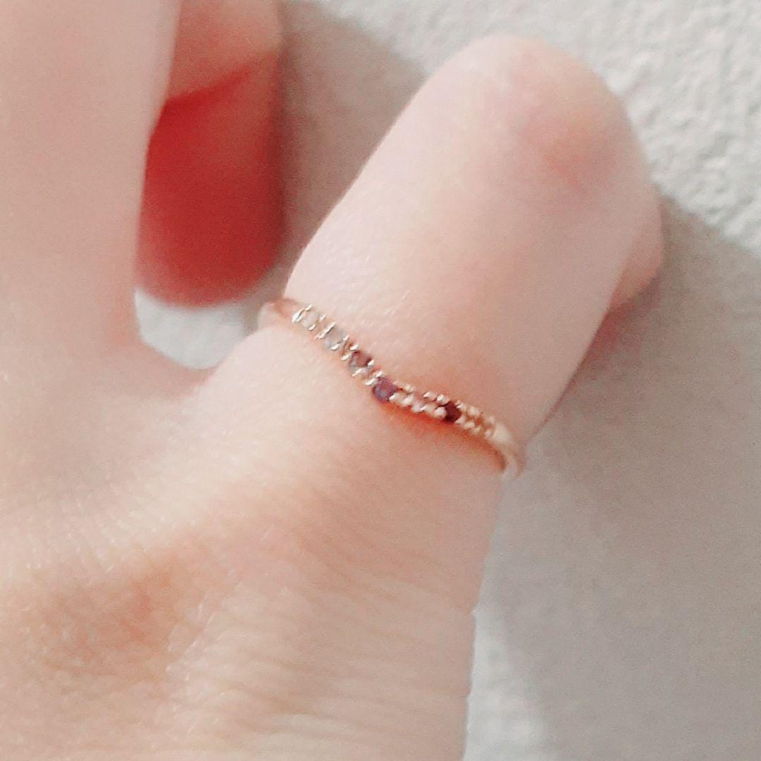 エテ K10PG Vライン アミュレット ピンキーリング