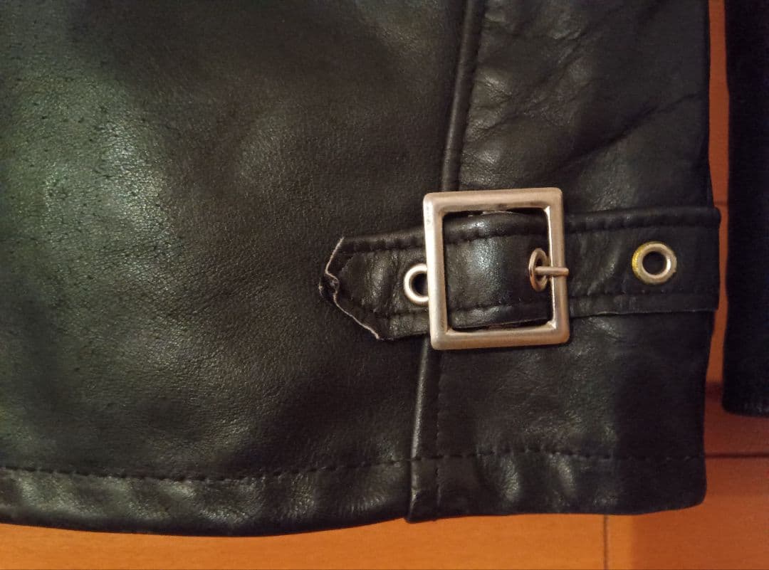 美品SCHOTTシングルライダース14134黒ブラック米国製オイルドカウレザー