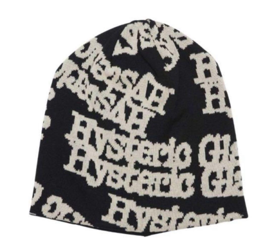 Hysteric glamour typeロゴ　ビーニー ブラック