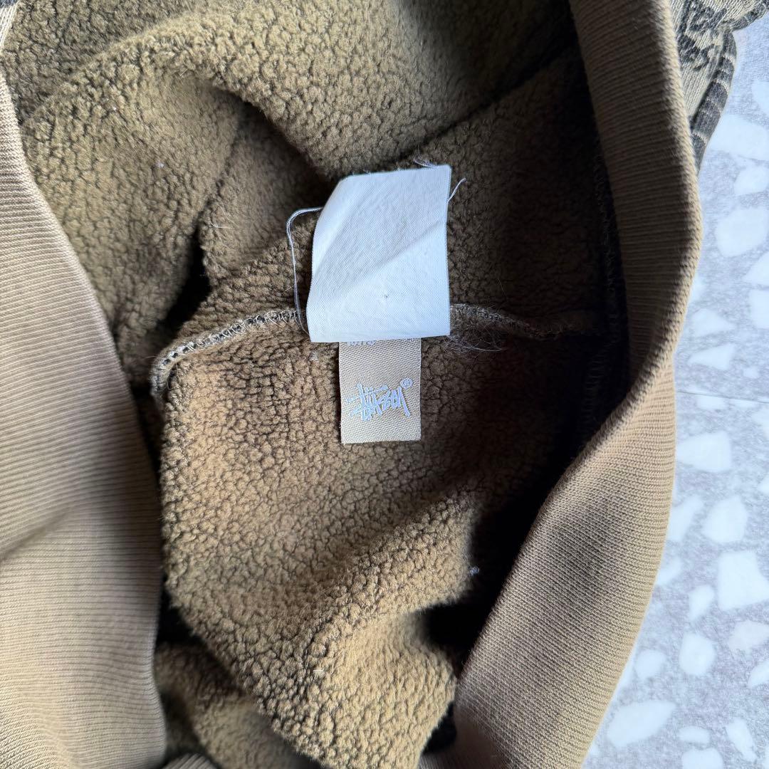 【総柄ジップパーカー】stussyモザイク古着ストリート横ノリユニセックスM.