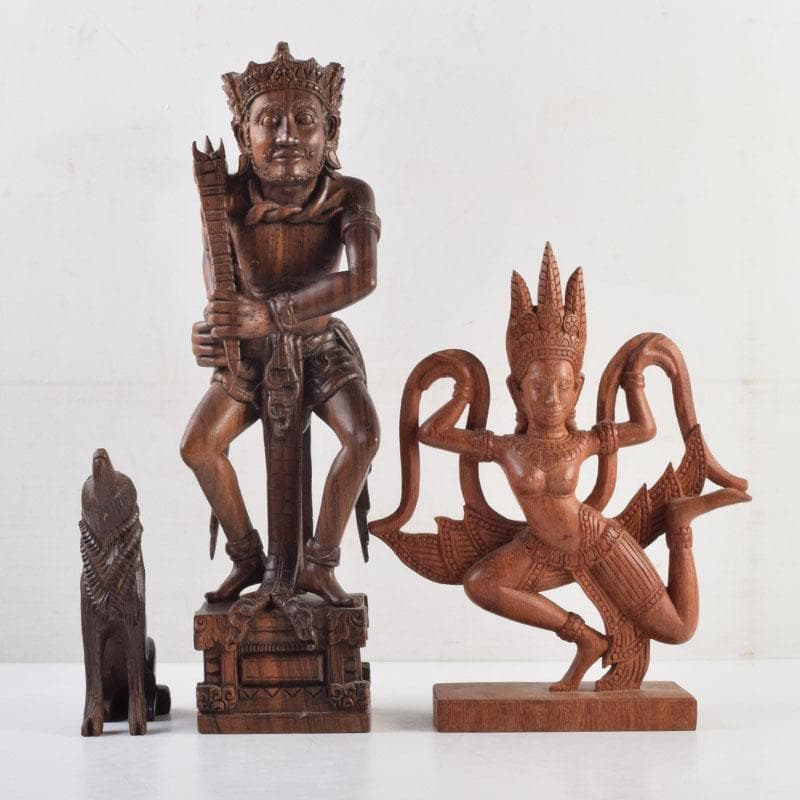 バリ島　インドネシア　木彫　置物　3点まとめて　N　9011A