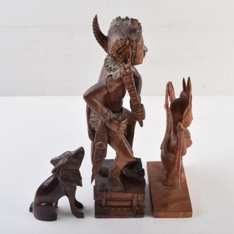 バリ島　インドネシア　木彫　置物　3点まとめて　N　9011A