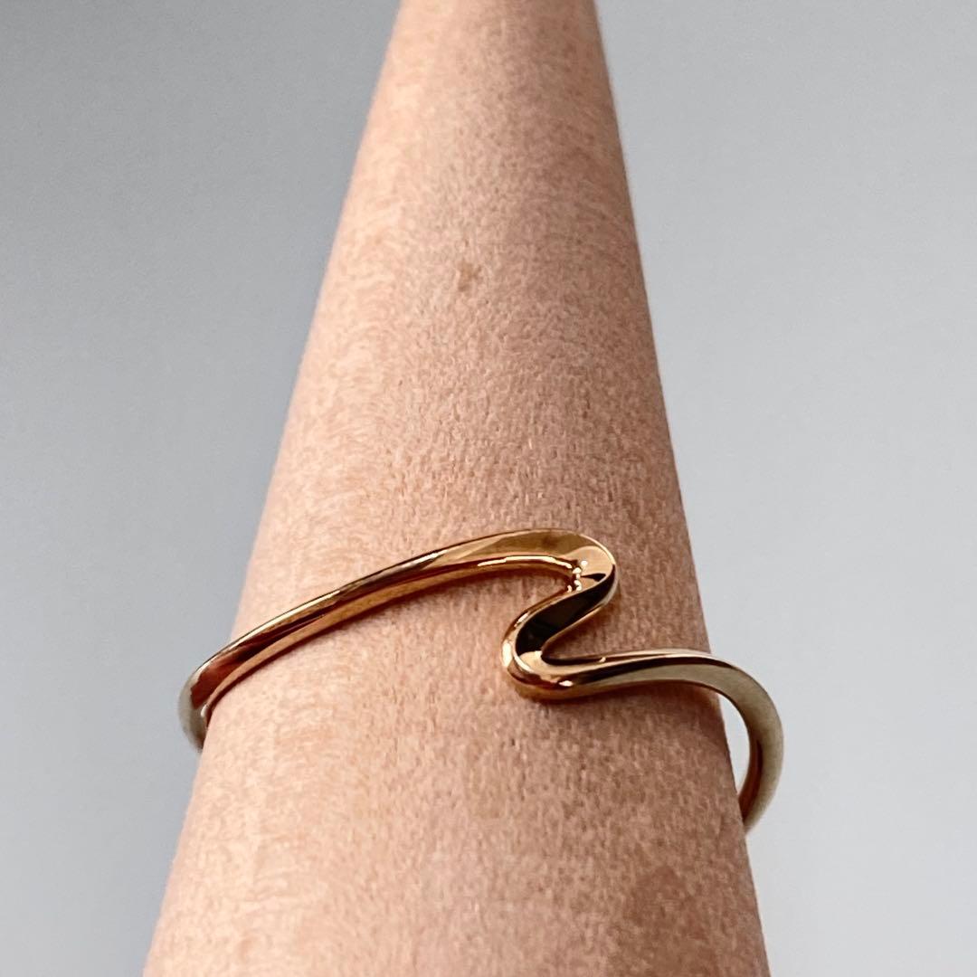 ete K10 ウェーブ リング 15号 レイヤード 美品