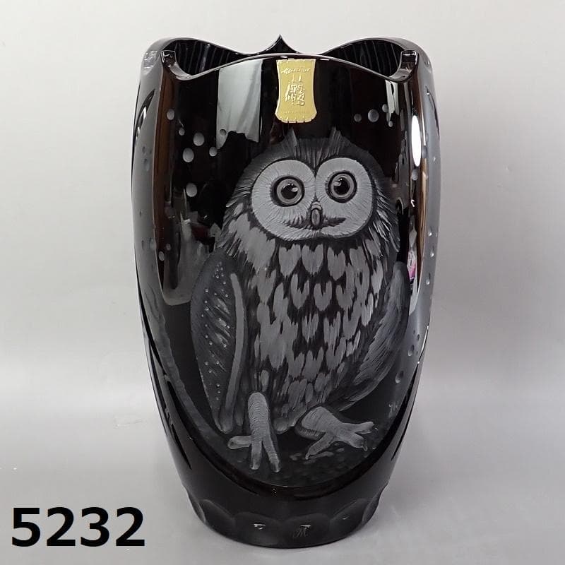 RU-5232　マイセン　クリスタル　フクロウ彫刻　大花瓶　約25㎝
