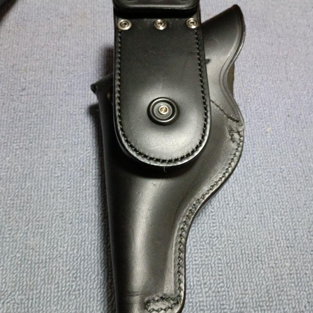 ニューナンブ黒 レザー フラップ付きホルスター　本革　黒