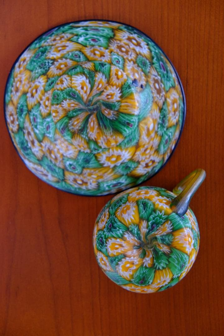 アンティーク ガラス ミルフィオリ カップ＆ソーサー/藤田喬平/舩木倭帆/グラス