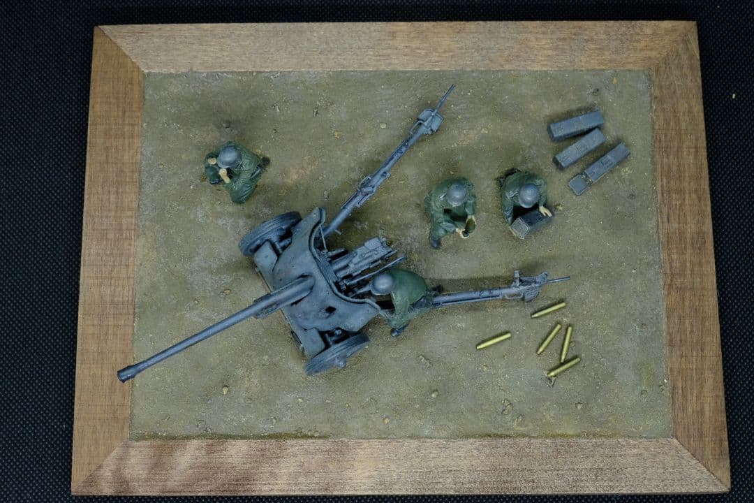 タミヤ 対戦車砲 5cm（1/35） プラモデル完成品　ジオラマベース付き