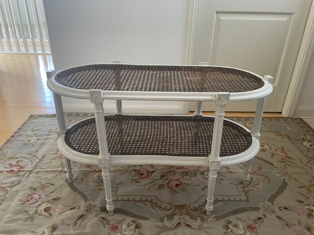 フランスアンティーク　ケインの2段ローテーブル　ルイ16世スタイル