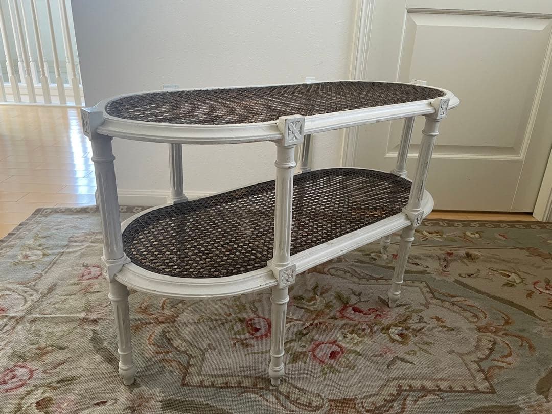 フランスアンティーク　ケインの2段ローテーブル　ルイ16世スタイル