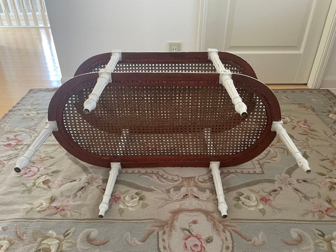 フランスアンティーク　ケインの2段ローテーブル　ルイ16世スタイル