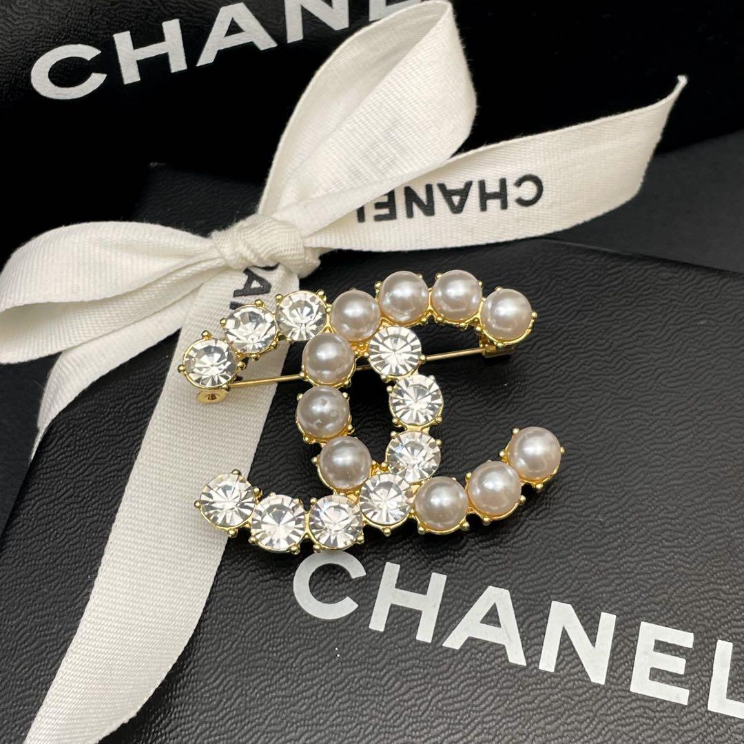 美品 シャネル ココマーク ラインストーン パール ブローチ コサージュ 22A