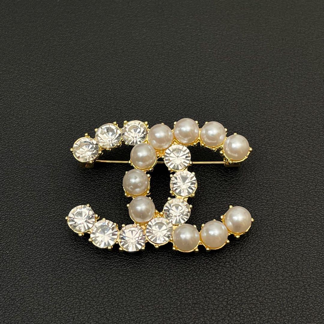 美品 シャネル ココマーク ラインストーン パール ブローチ コサージュ 22A