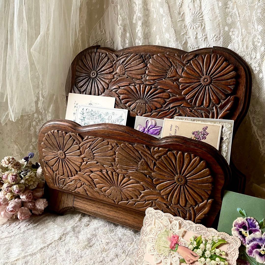 19世紀イギリスアンティーク壁掛け木製レターラック　家具シェルフステーショナリー