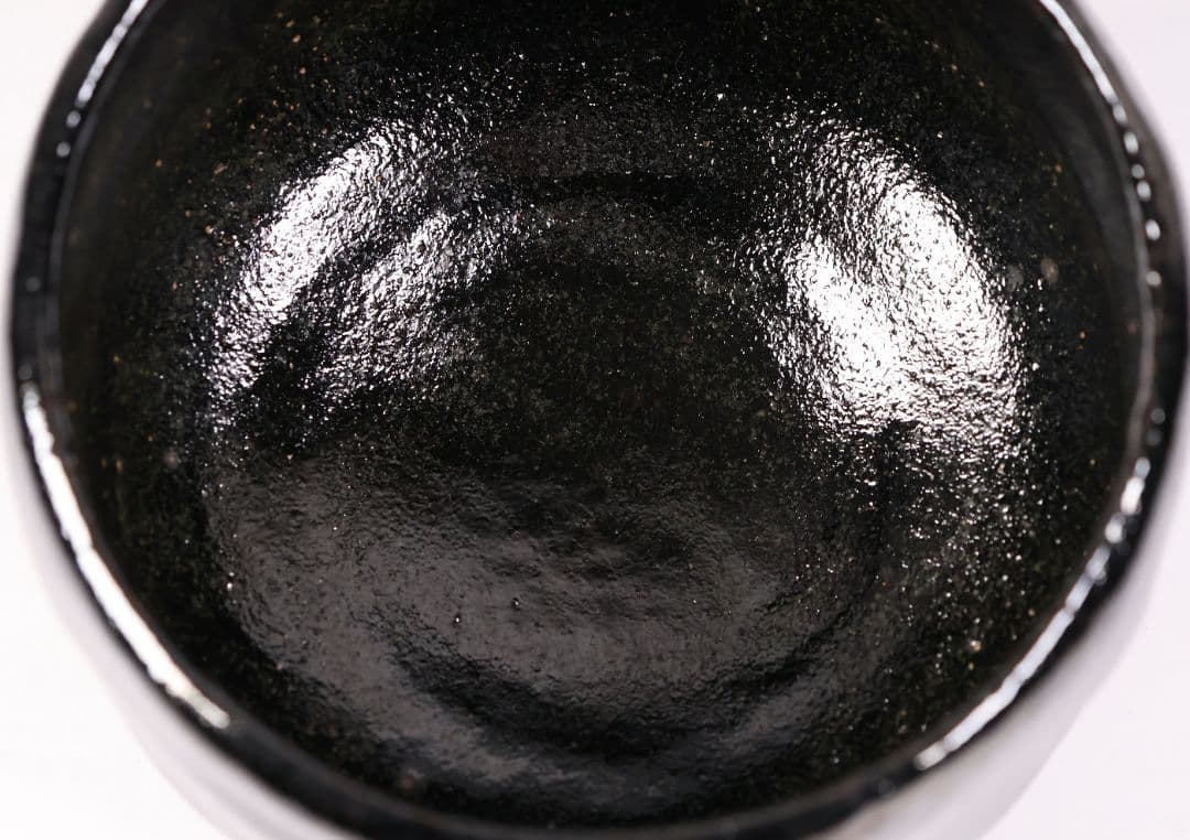 茶道具 三代 佐々木松楽造 黒楽 茶碗 楽焼 共箱 共布 京都 陶芸【MB80】