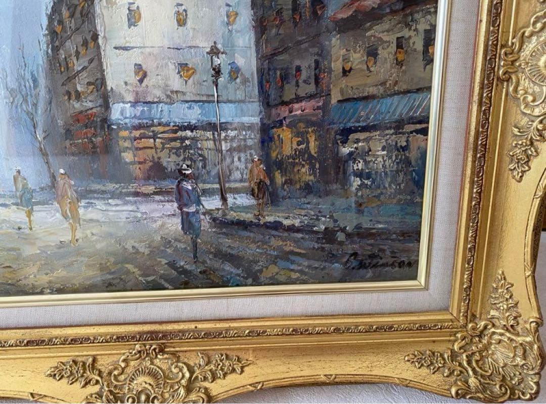 C.WINSONウィンソン作 油絵 「パリ・モンマルトルの丘」 サイン肉筆