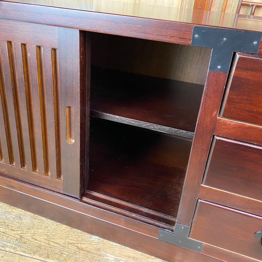 民芸家具木製桐材総桐天然無垢和チェスト横長テレビ台サイドボード飾り棚収納タンス