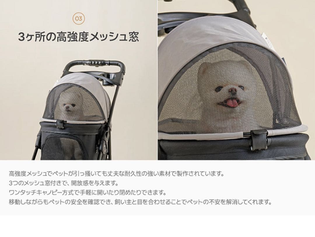 coro【新品未使用】ペットカート プチ グレー　小型犬・中型犬