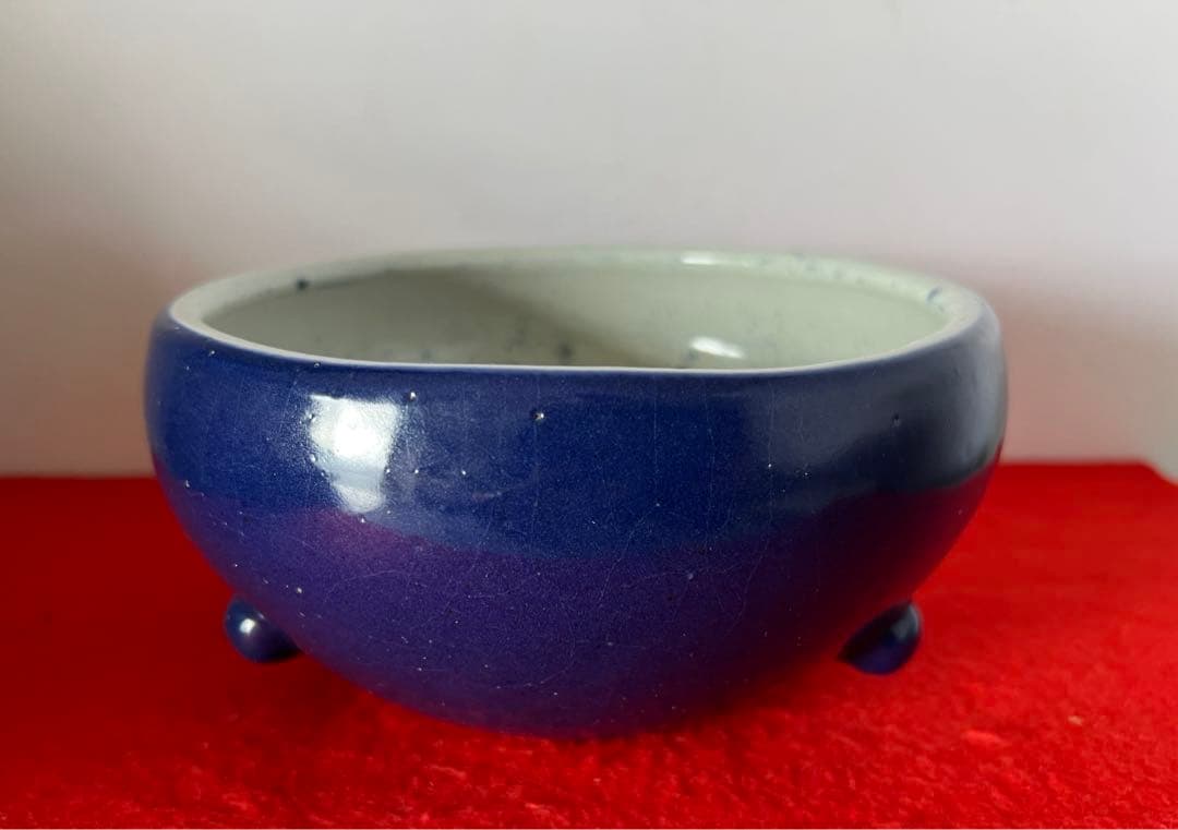 中国古美術•文房具•清時代蓝釉香炉：XG44-1