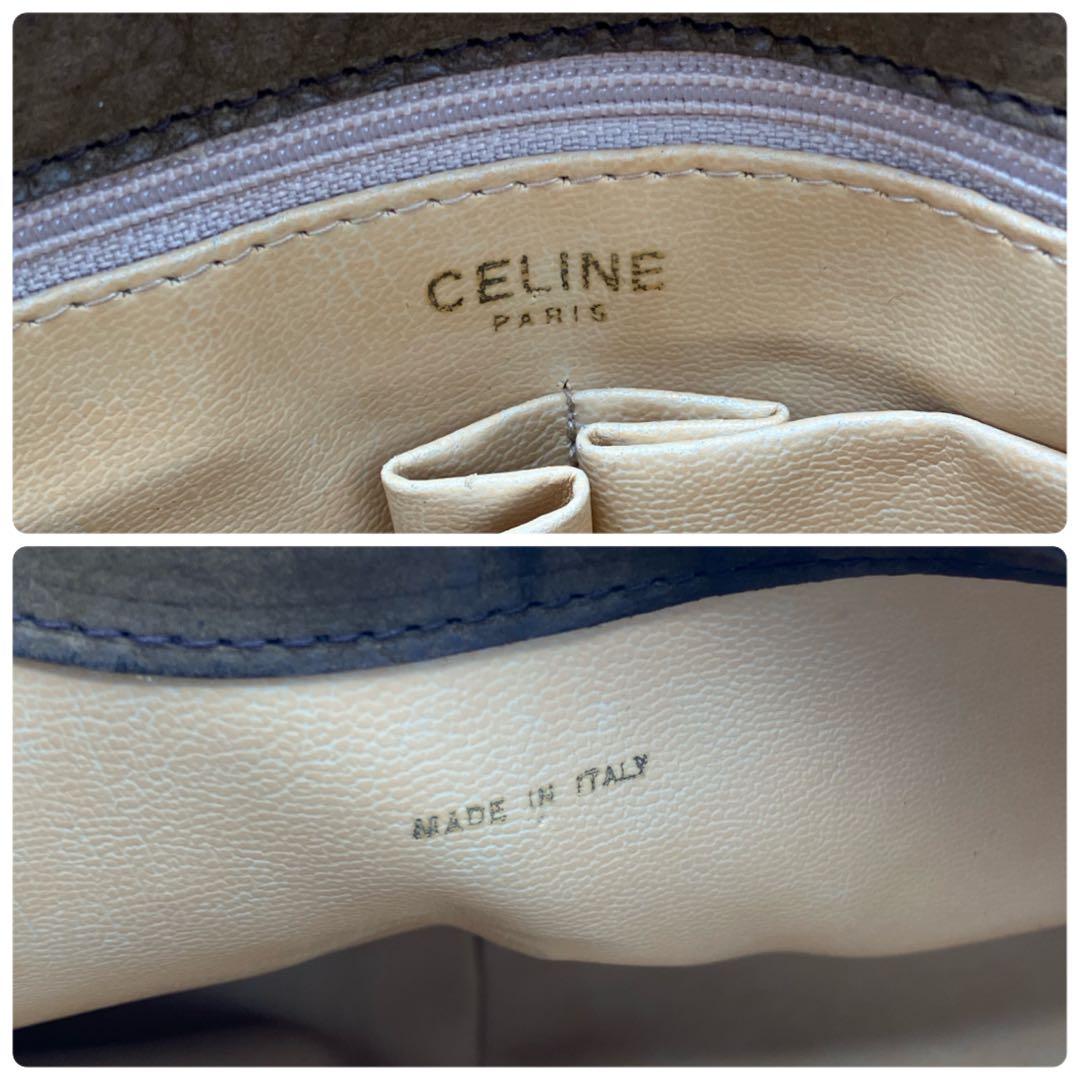 【希少】CELINE スエード マカダム ロゴ型押し フラップ ショルダーバッグ