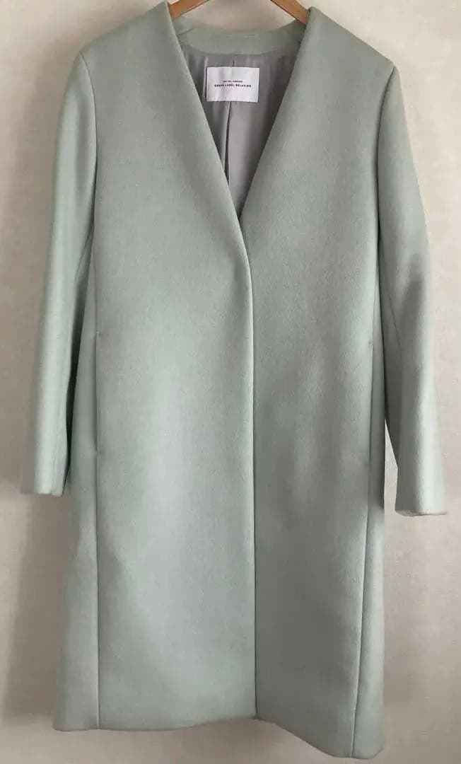 未使用品　ユナイテッドアローズ　ノーカラーウールコート ミントグリーン