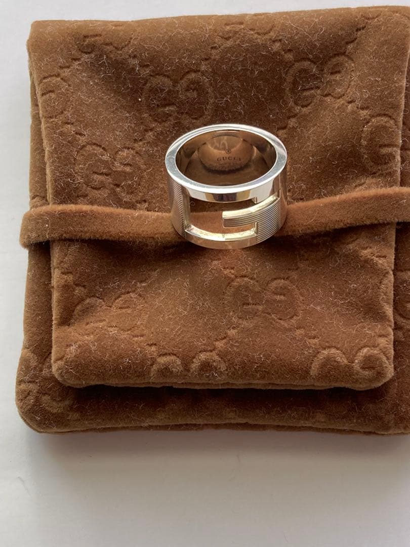 美品GUCCI グッチＧワイドリング １０号