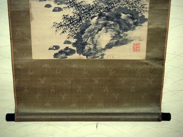 ♥掛軸　山水図　竹林　 成木 星洲 　掛け軸　骨董品