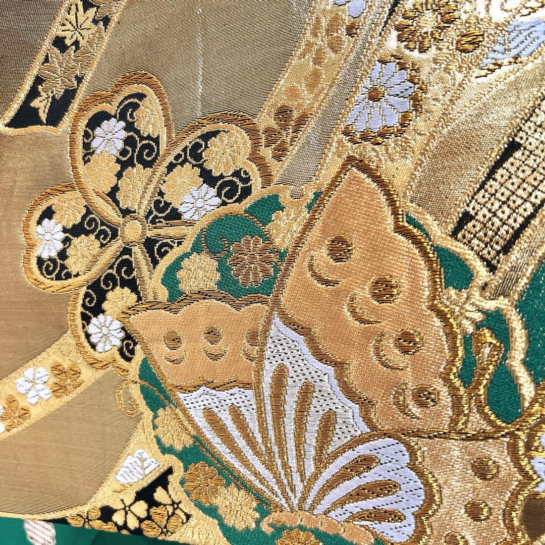 355振袖フルセット 正絹 緑 黒 グリーン 型染め 暈し染め きものやまと誂え