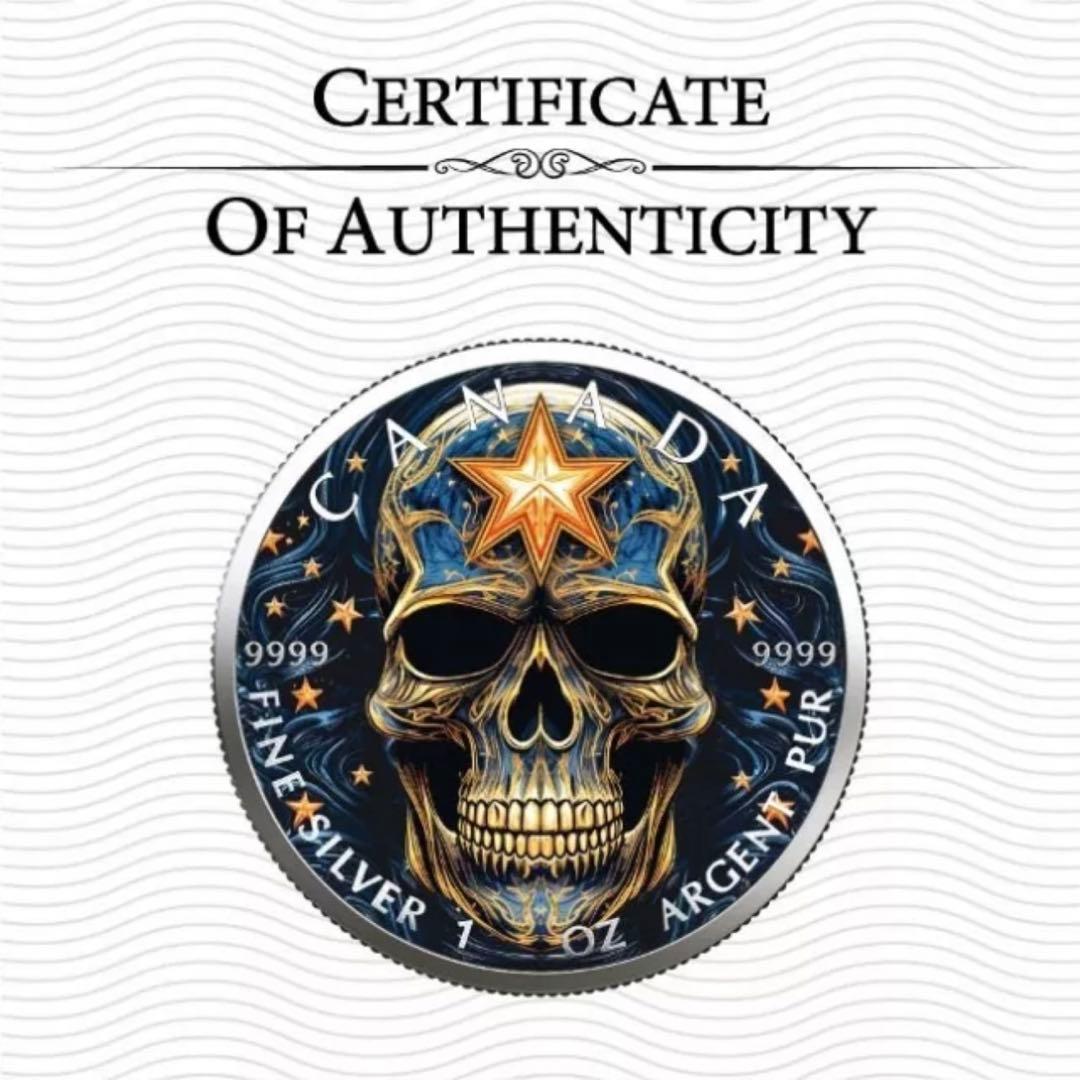 【世界100枚限定！】カナダ メイプルリーフ 銀貨 カラー スタースケルトン