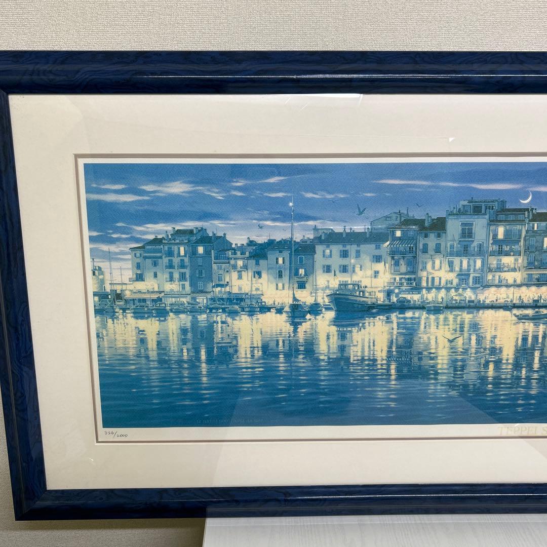 【真作】笹倉鉄平サントロペ　36×90cm 額64×118cm