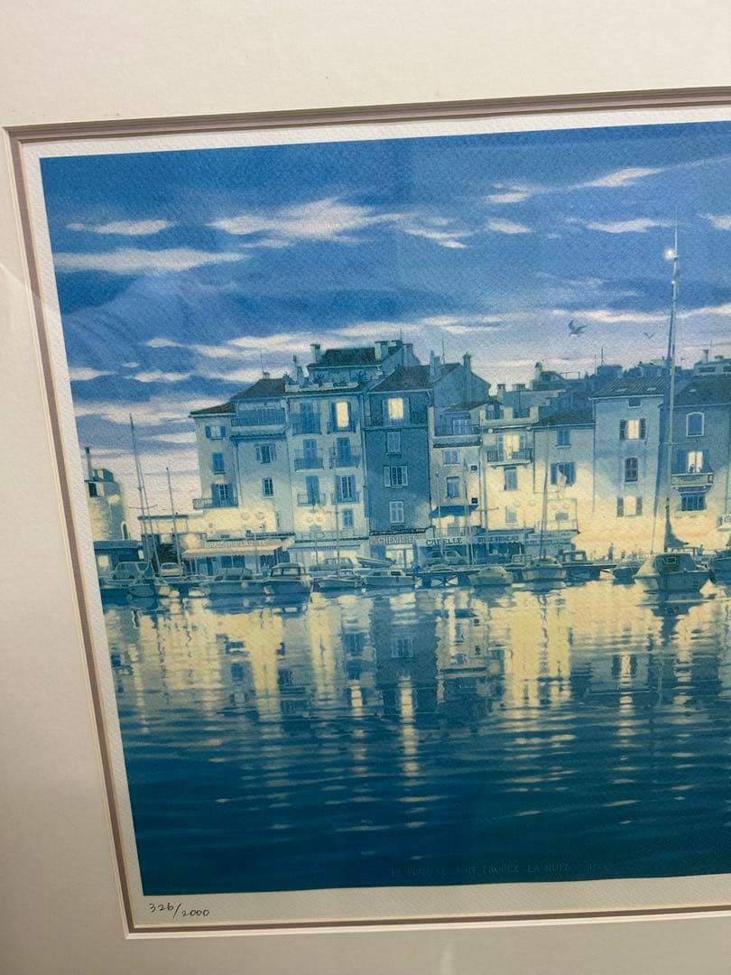 【真作】笹倉鉄平サントロペ　36×90cm 額64×118cm