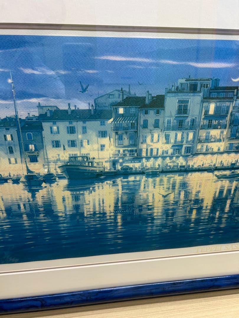 【真作】笹倉鉄平サントロペ　36×90cm 額64×118cm