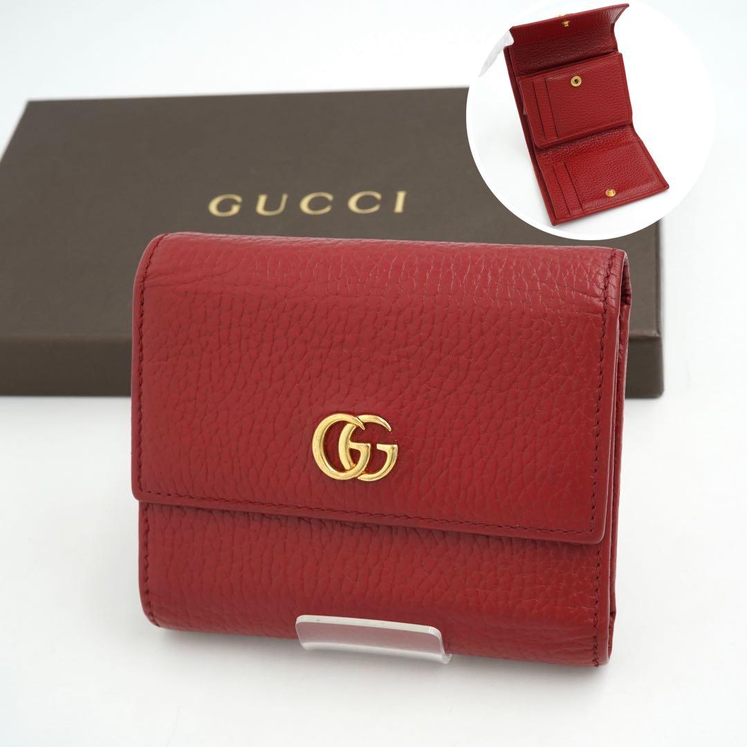 ✨未使用展示品✨　GUCCI ミニ財布　マーモント　三つ折り　GGロゴ　刻印