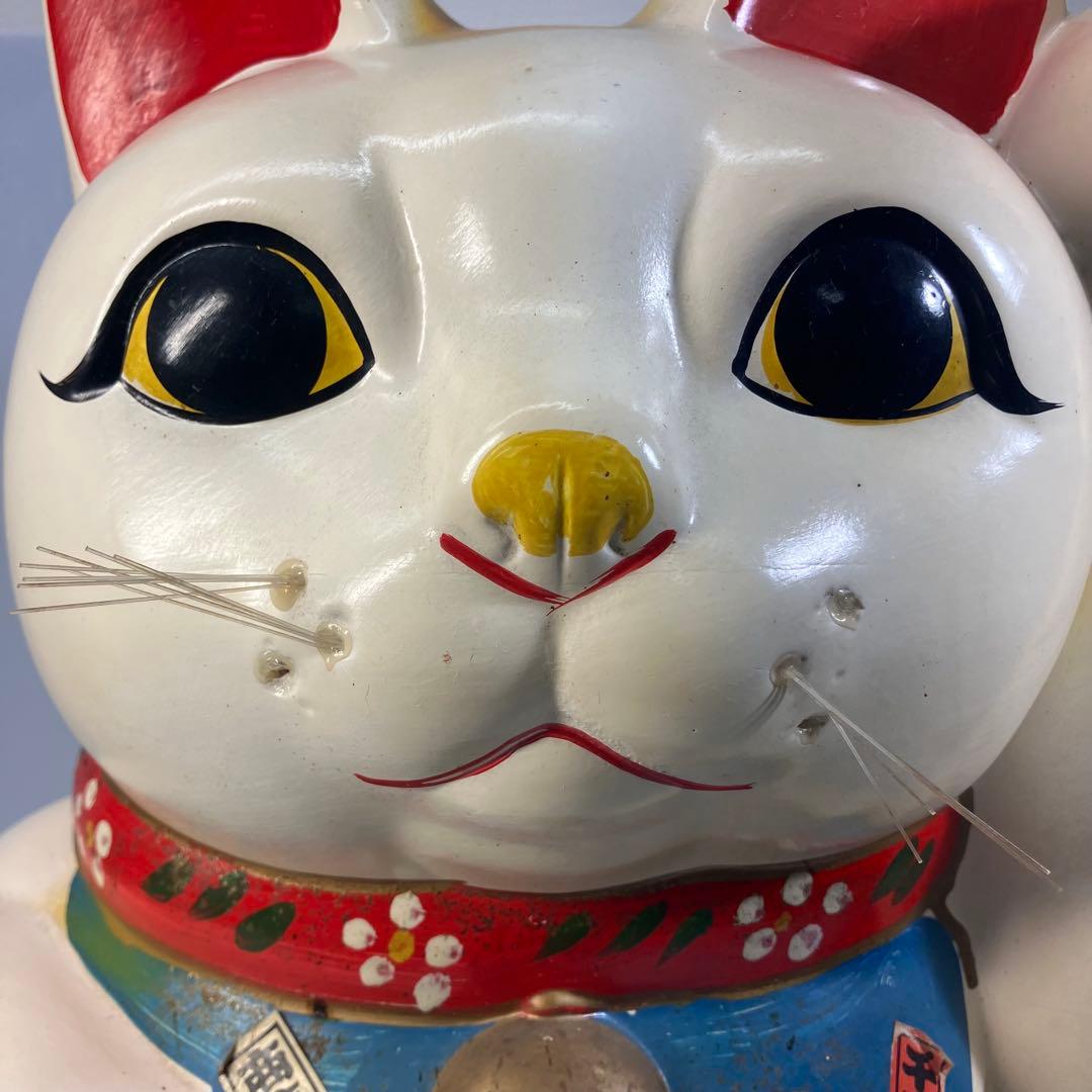 【特大！】招き猫　左手　置物　開運　縁起物　千万両　昭和レトロ　インテリア