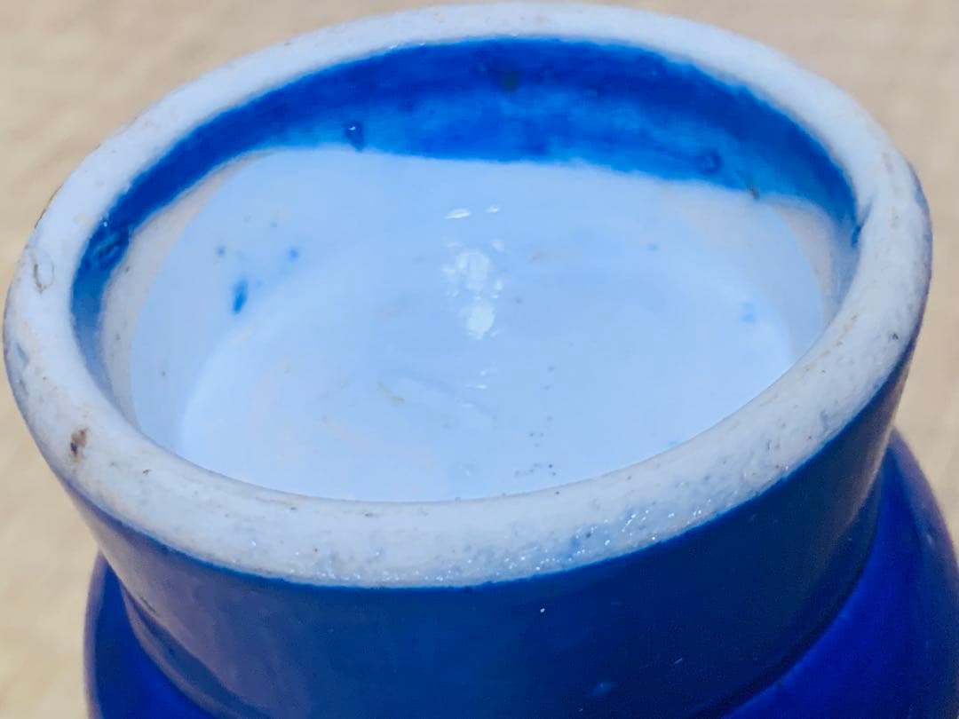 中国清時代獣耳藍釉花瓶