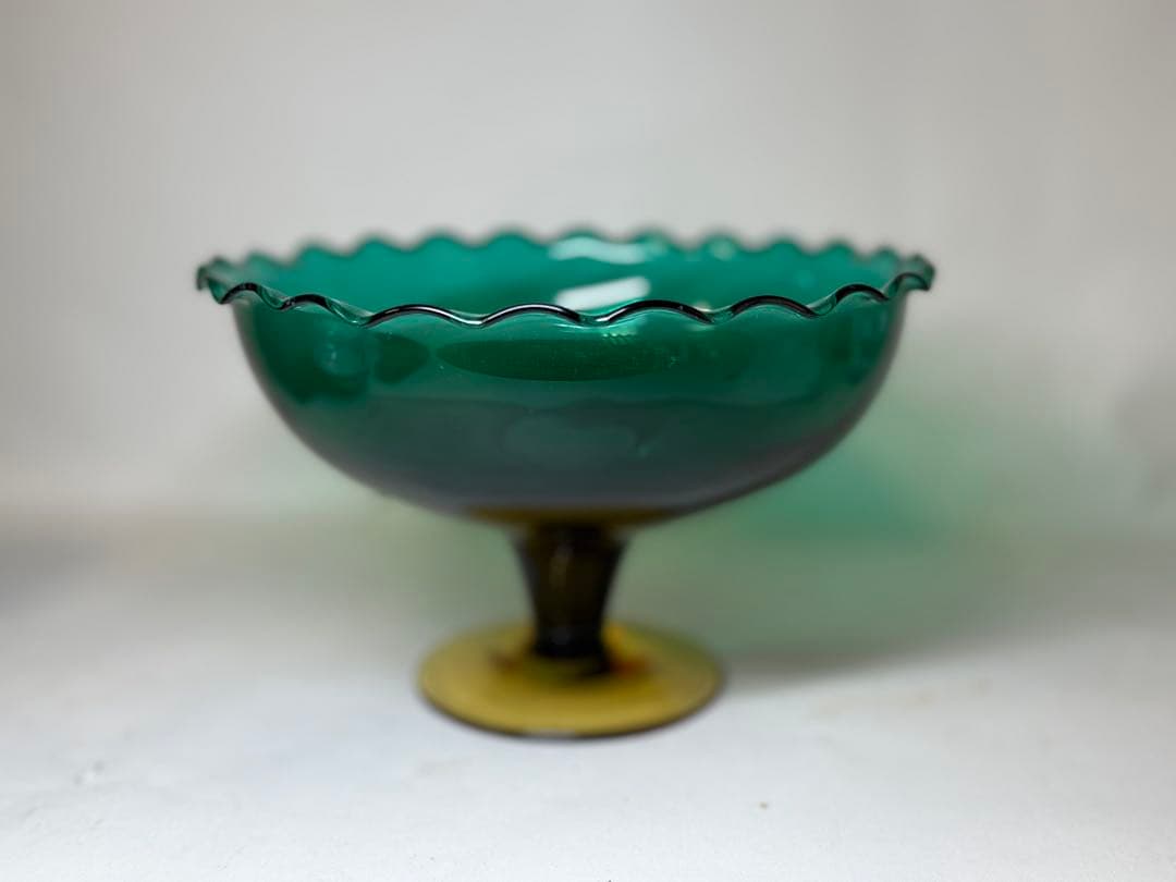 T80 昭和レトロ コンポートガラス鉢 アンティーク