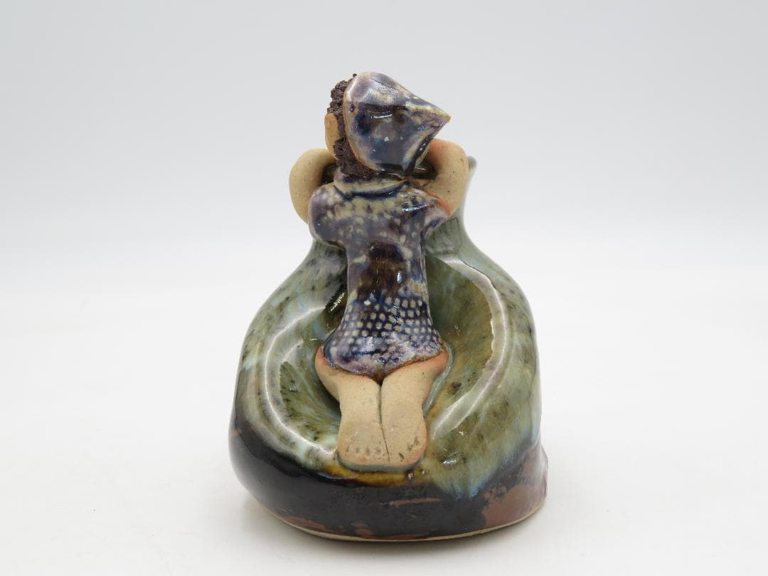 砥部焼 森元 青芳 花瓶 花入れ 小物入れ 陶器 置物 オブジェ 青芳人形