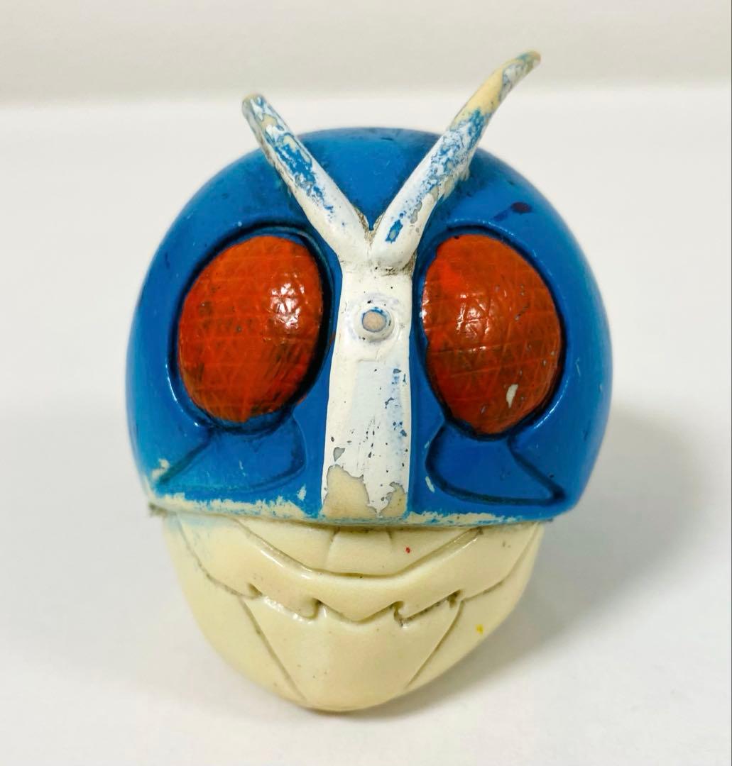 せ*ゃ様 当時物 ソフビ 旧バンダイ 仮面ライダー 水色マスク 面取れ