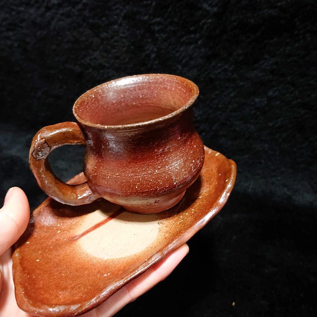 【2317】フリーカップ、ソーサー…備前焼